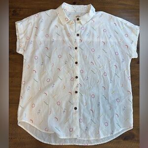 Marine Layer Nwot Womens White Dana Short Sleeve Shirt Button Up